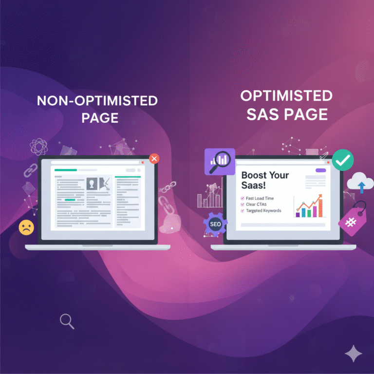 isual comparison of optimized vs non-optimized SaaS webpage for SEO